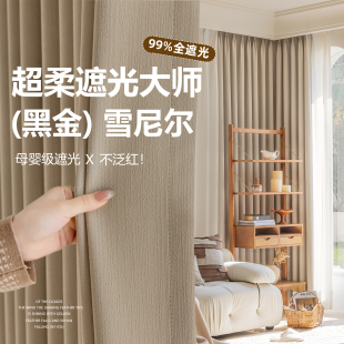加厚雪尼尔遮光大师窗帘卧室不透光新款 客厅轻奢简约飘窗遮阳防晒