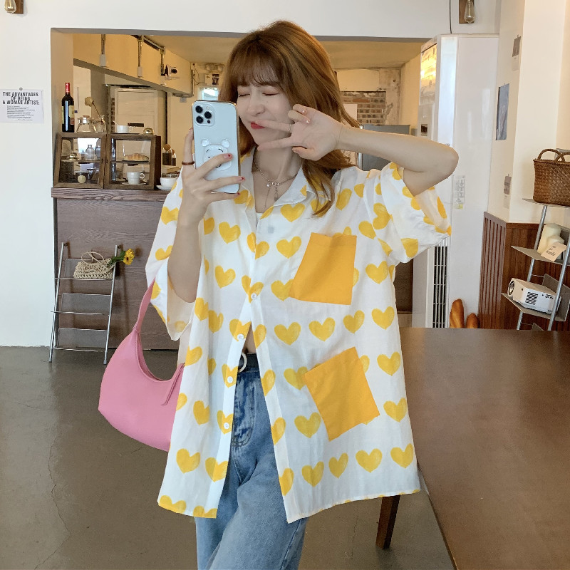 Real price ~ summer new love shirt blouse