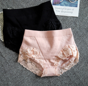 2条无缝收腹内裤 胖mm 女士中腰包臀提臀产后塑身束腰蕾丝无痕大码