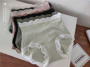 2条女士高腰收腹提臀无痕内裤薄款大码胖MM收小肚子全包臀蕾丝