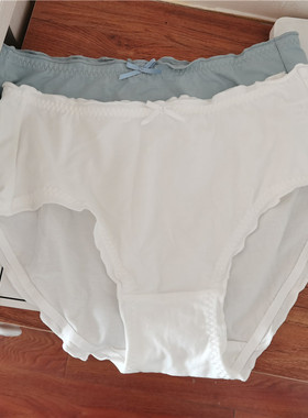 大码女士三角内裤莫代尔棉中高腰包臀白色加肥加大200斤胖子内裤