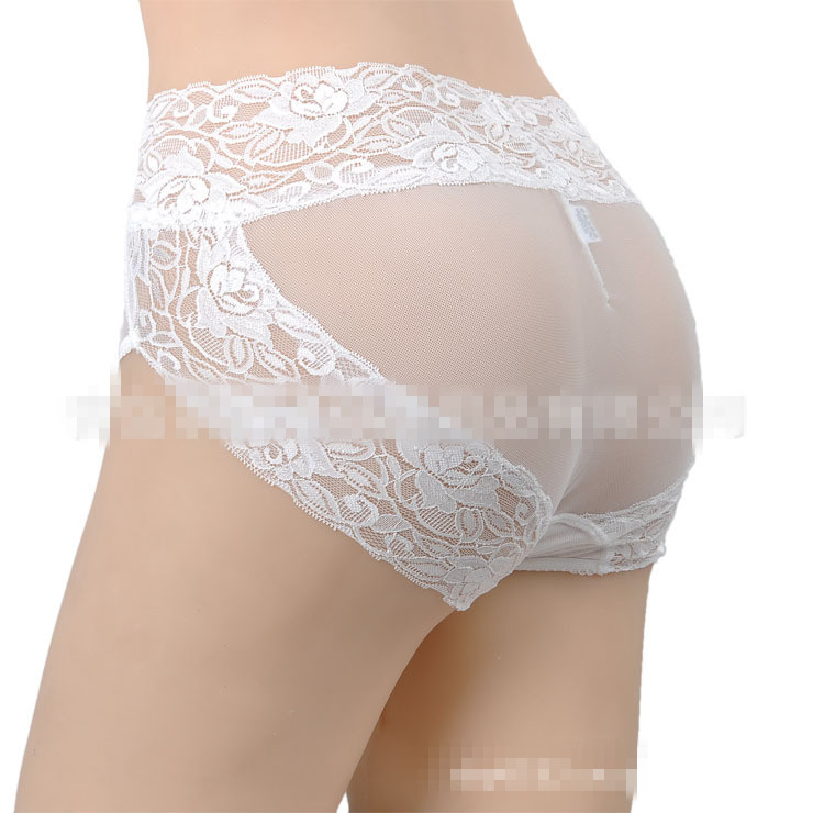 纯棉档网纱透视超薄无缝白色内裤