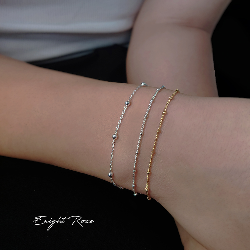 豆豆纯银极细小圆珠手链