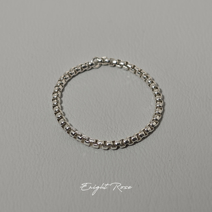 Enight Rose/纯银圆盒子蛇骨软戒S925银链条戒随形戒指气质尾戒女