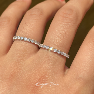 Enight Rose 925纯银排钻满钻锆石链条戒指女 软戒排戒指环叠戴闪