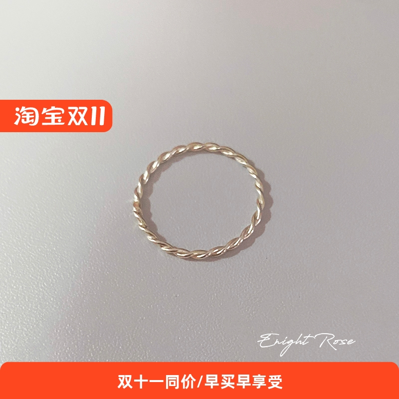 基础款925纯银素圈小麻花细戒指ins冷淡风食指戒关节戒不掉色尾戒
