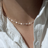 EnightRose 925纯银意大利进口银锁项链亮片小瓦片猪鼻链锁骨链女