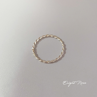 基础款925纯银素圈小麻花细戒指ins冷淡风食指戒关节戒不掉色尾戒