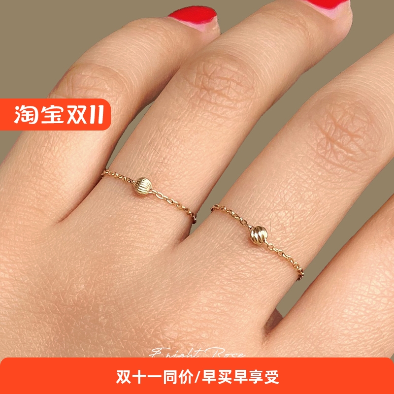 小灯笼招财转运珠链条戒指