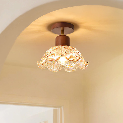 过道灯中古走廊灯法式复古入户玄关灯侘寂吸顶灯北欧简约阳台灯具