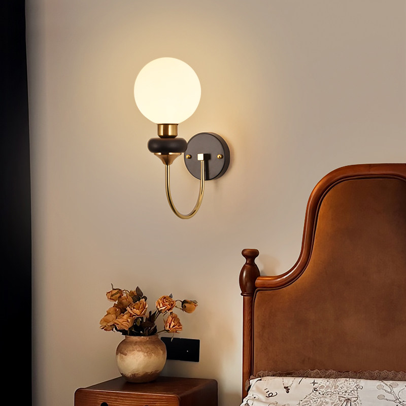 中古风卧室床头灯奶油壁灯复古温馨南瓜儿童房灯客厅电视背景墙灯