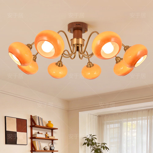 法式中古风客厅卧室玻璃吸顶灯