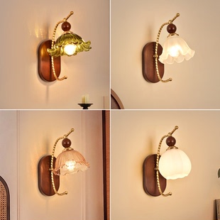 卧室床头壁灯中古风美式复古走廊客厅背景墙灯设计师款氛围感灯具