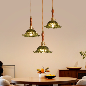 餐饮民宿床头绿色玻璃花朵灯 乡村个性 复古风法式 餐厅吧台吊灯美式