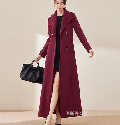 羊毛大衣女2024年新款收腰显瘦冬季加厚长款气质外套过膝保暖风衣