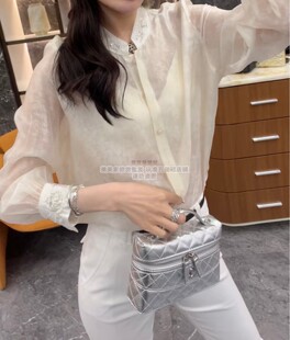 气质立领长袖 风刺绣暗纹提花白衬衫 衬衣 新中式 欧洲站2026早春新款