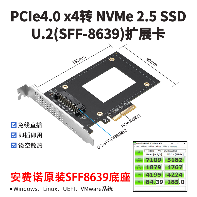 乐扩U.2PCIE扩展卡nvme