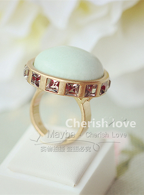 【亦许家】欧美时尚夸张复古美国高端切面钻天然石女食指戒