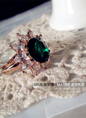 高贵奢华风祖母绿水晶时尚饰品