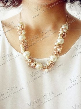 韩国饰品百搭淑女风串珠毛衣链