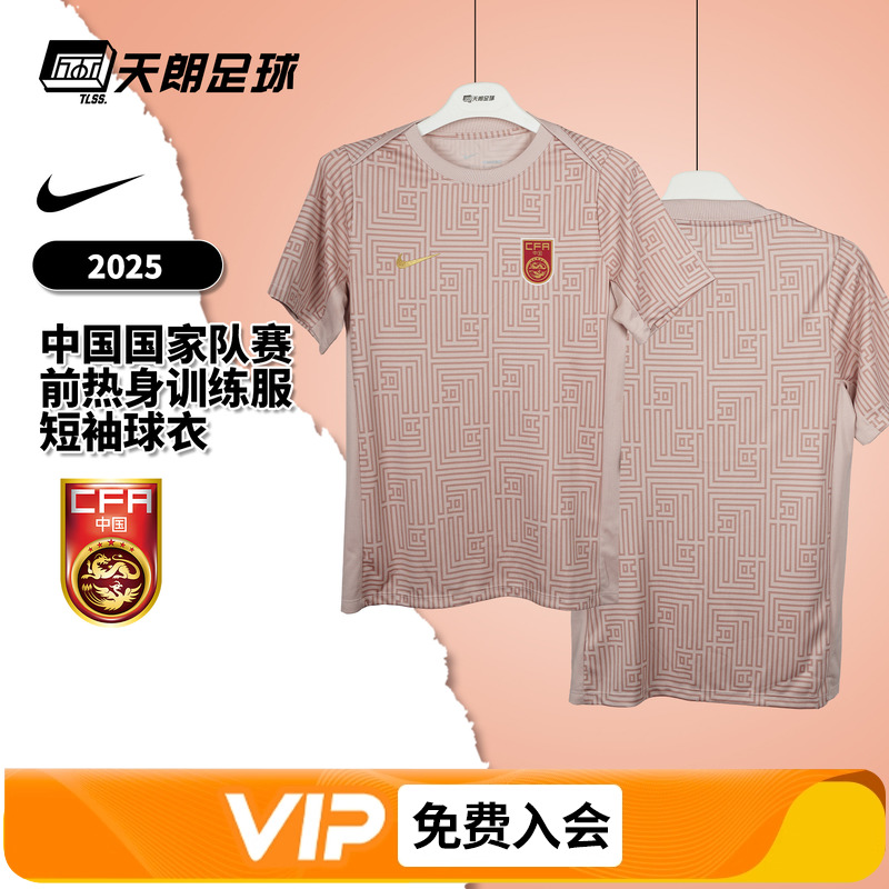天朗足球 耐克2025中国国家队赛前热身训练服短袖球衣FZ9714-601