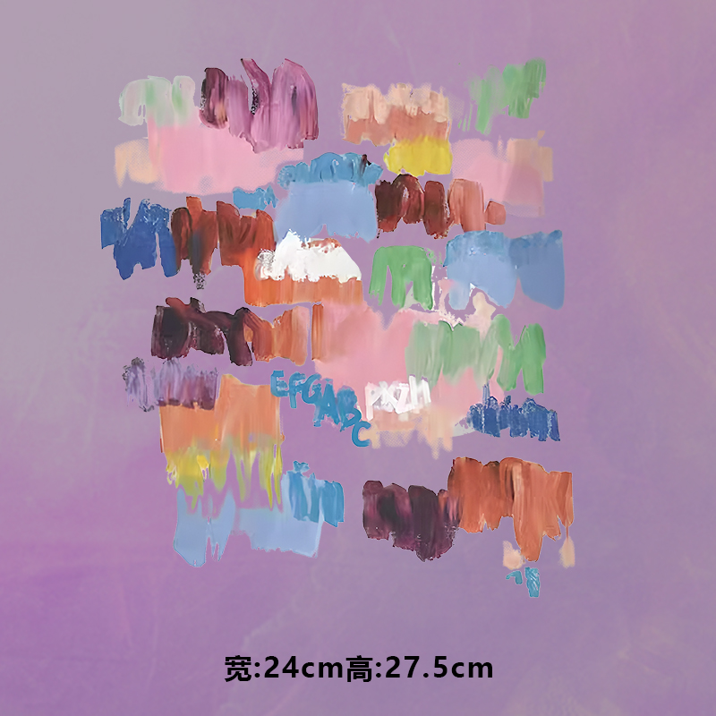 烫画图案新款efgabc彩色笔触涂鸦烫画贴印花衣服热转印白墨烫画