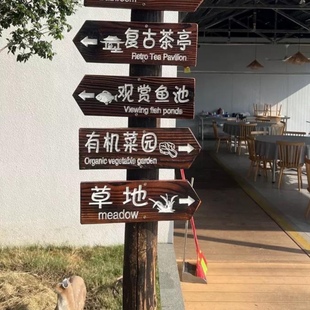 网红户外防腐碳化木导向牌民宿指路小区分流指引牌路标指示牌订制