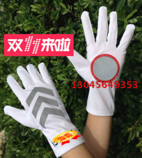 执勤反光白指挥白手套 礼仪站岗白手套警示巡逻站岗