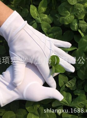 白色手背三筋 涤纶手套 阅兵执勤礼宾礼仪表演司机盘佛珠手套