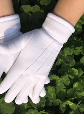 冬季加绒加厚白色保暖男女礼仪礼宾手套 安检保安执勤广场舞 指挥