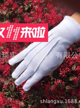 礼仪白手套阅兵三筋带扣巡逻礼宾跳舞 指挥白色手套男薄