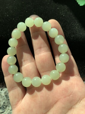 天然和田玉晴水珠珠手串