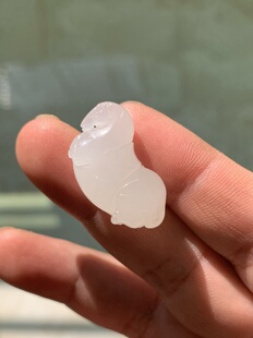 和田玉白玉生肖马吊坠玉立体马手把件玉石挂件玉马吊坠