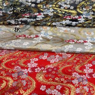 织金提花飘带花西阵织和风布料背心马甲新中式袖口边发夹带等面料