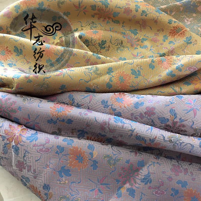 新中式万寿牡丹提花仿真丝