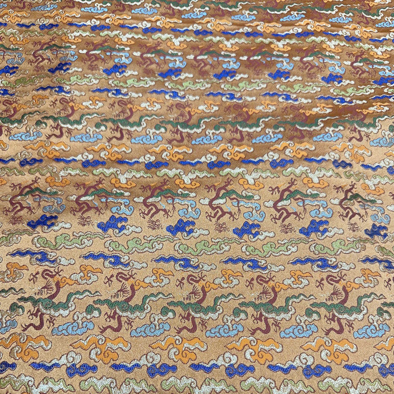 仿宋锦提花织锦缎小飞龙服装面料儿童马甲背心唐装包装锦盒等工艺