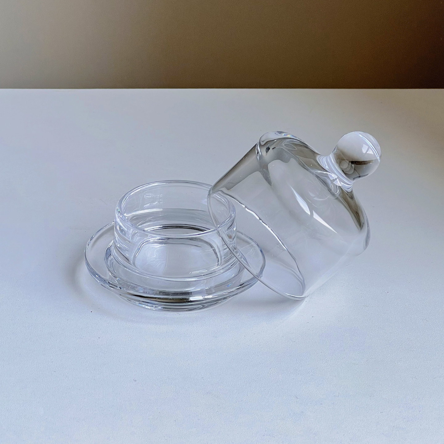 外贸尾单简约水晶加厚玻璃透明带盖收纳烛台香薰蜡烛装饰摆件器皿