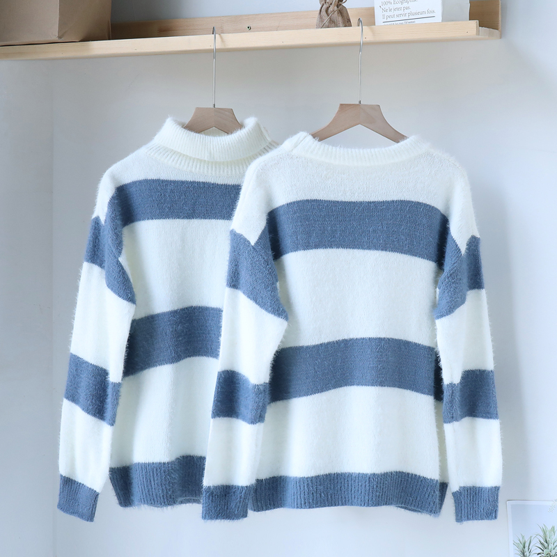 ins High collar sweater Korean Edition cec Easy Lazy wind student stripe Primer Sweaterin the Women's clothing/Boutique , Sweaters  category - from Buy2taobao.com to provide professional Taobao agent buy service