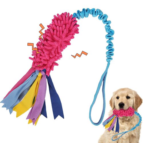 跨境涤纶毛绒玩具狗磨牙耐咬互动解闷带BB响Fleece dog tug toy
