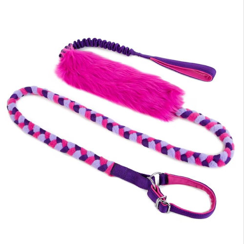 Braided fleece agility leash with fur敏捷训练编织牵引牵引绳