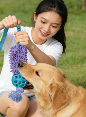中小型狗涤纶狗球玩具磨牙耐咬互动拔河强力蹦极dog tug ball toy