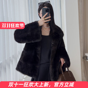 水貂皮大衣女短款俄罗斯进口紫貂立领横排2025冬季新海宁整貂1122