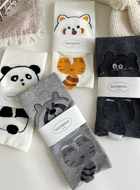 袜子女秋冬中筒袜立体卡通小动物日系棉袜可爱搞怪学院风无骨