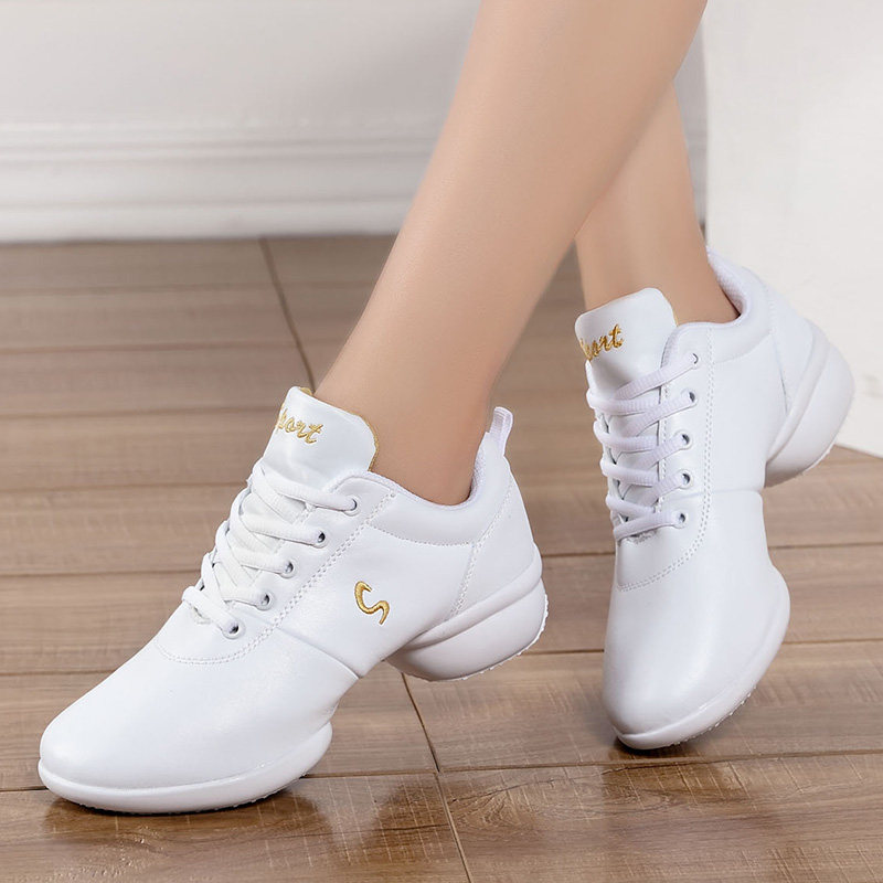 白色跳舞鞋女士软底皮面防水广场舞鞋子妈妈鞋北京舞蹈学院舞蹈鞋