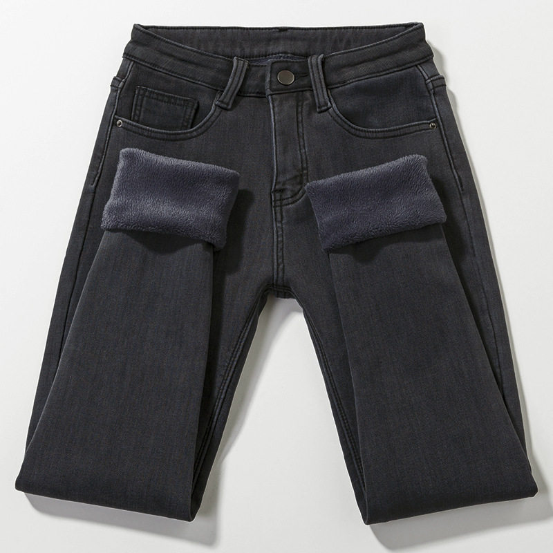 黑灰色加绒牛仔裤女冬季韩版高腰女士保暖显瘦紧身小脚铅笔长裤潮,女装/女士精品,牛仔裤,淘宝优惠券,粉丝福利购,淘宝优惠卷