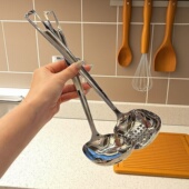 304不锈钢汤勺家用大号汤勺漏勺一体厨房长柄锅勺套装