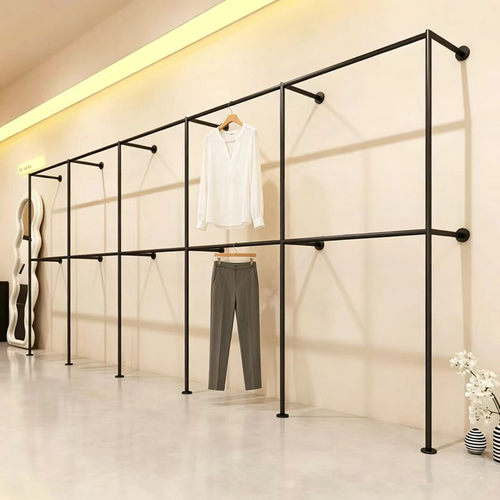 黑色加粗上墙双层服装展示架