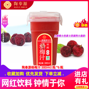 陶奉源杨梅汁380ml*6瓶果蔬汁冷饮品冰镇网红饮料家庭聚会整箱装