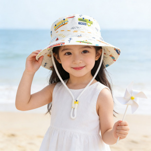 春季儿童渔夫帽卡通夏季宝宝遮阳帽男女童防晒帽中小童出游遮阳帽