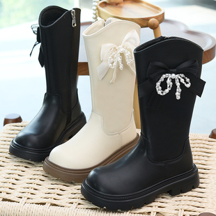 真皮女童靴子儿童长筒靴2025秋冬新款加绒童靴小女孩高筒靴棉皮靴